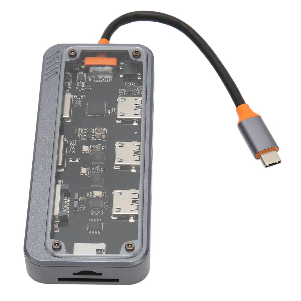 Тип C Hub PD зарядка USB 3.0 2.0 RJ45 сетевая прозрачная оболочка многопортовая док-станция для