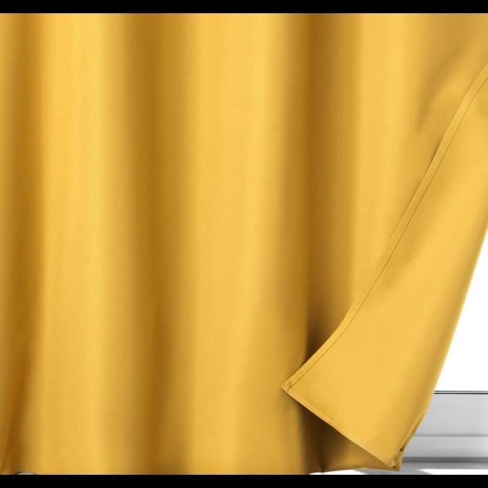 RIDEAU A OEILLETS 140 x 260 CM 100% OCCULTANT/MICROFIBRE UNIE OBSCURE JAUNE