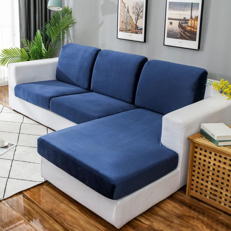 Бархатный чехол для дивана, эластичный чехол на спинку, толстый однотонный, угловой диван для гостиной, защитный чехол для мебели, супер мягкий
