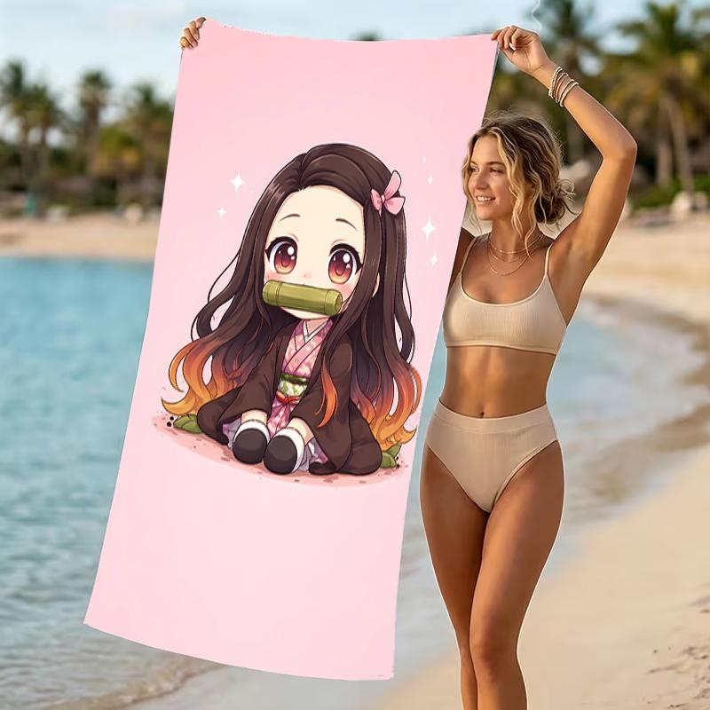 Beach Towel with Nezuko Demon Slayer Nezuko Kamado Pattern - soft,absorbent,machine washable Lightweight&Modern,swimming,Travel Essentials