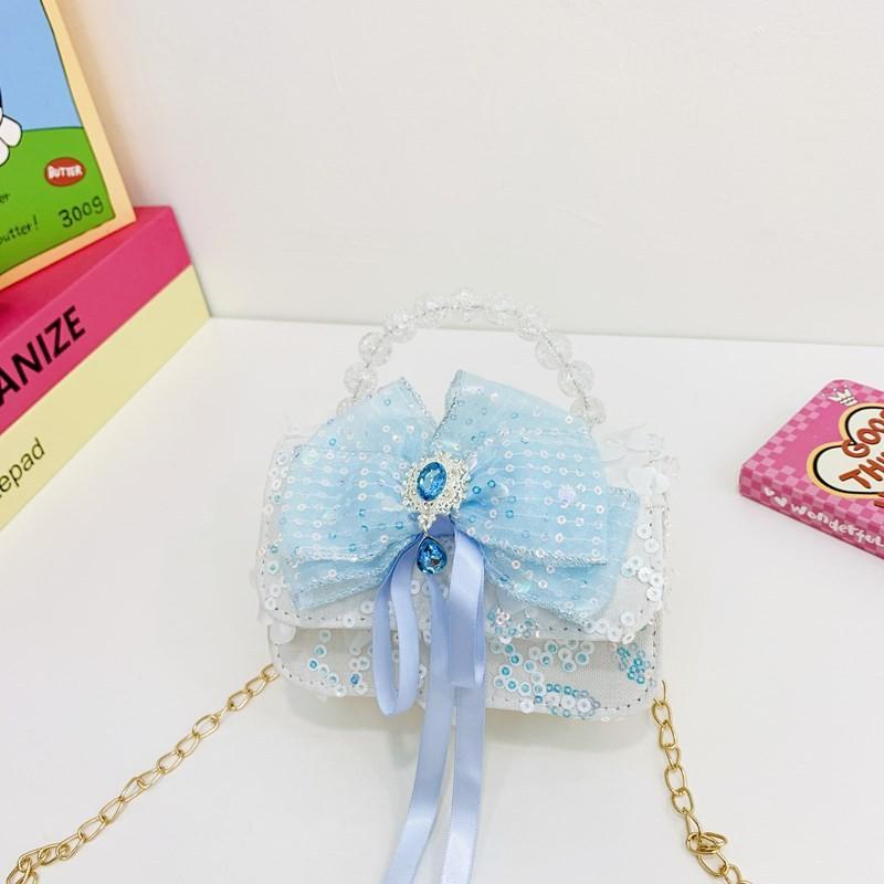 Trendy And Cute Kids Pearl Handheld Bag With Lovely Bow And Breathable Pvc Material