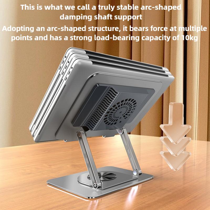 New Rotatable Laptop Metal Stand Laptop Stand with Cooling Fan 360° Rotating Base Foldable & Portable Desktop Laptop Riser Stand