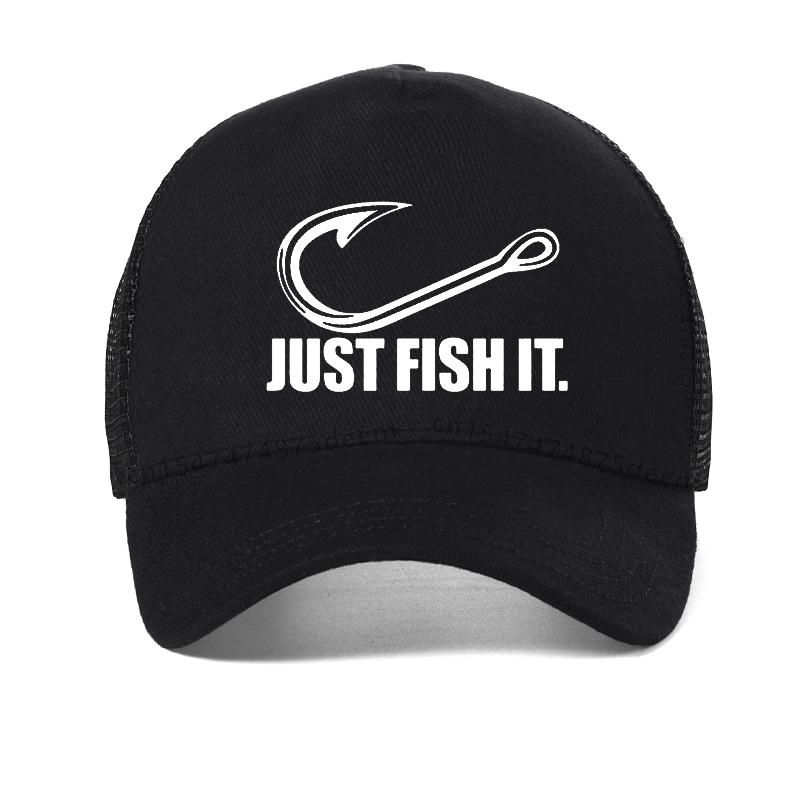 Новая мужская рыболовная кепка с принтом букв Just Fish It бейсболка Летняя прохладная Модная кепка Новая молодежная Универсальная Сетчатая дышащая шляпа