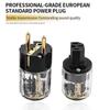 1 пара DIY аксессуаров C-029 P-029 Прозрачная американская вилка питания Позолоченный 24 каратным золотом Аудио разъем IEC Мама-Папа
