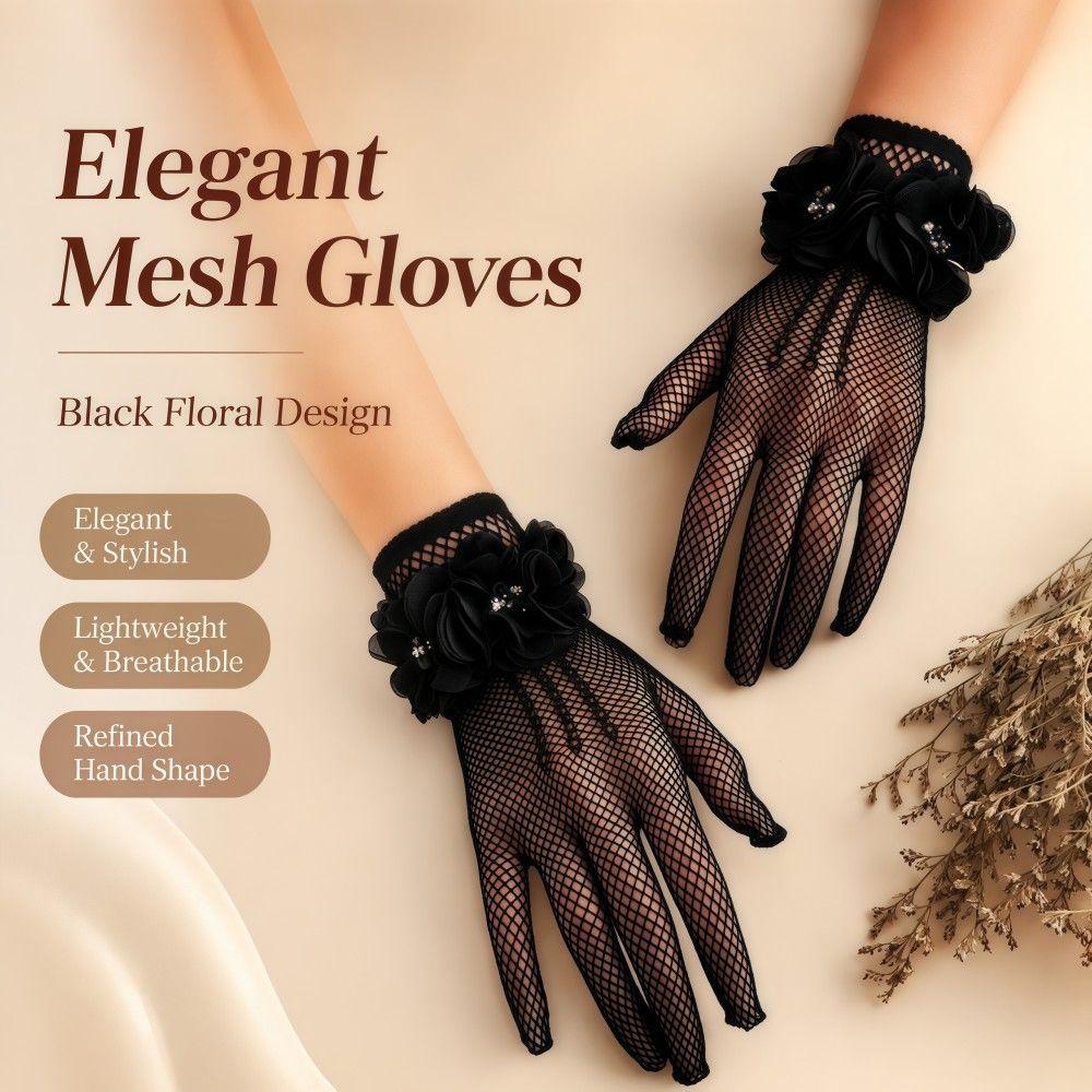 Stretchy Women Fishnet Gloves Breathable Etiquette Gloves Romantic Bridal Gloves Cosplay,Wedding
