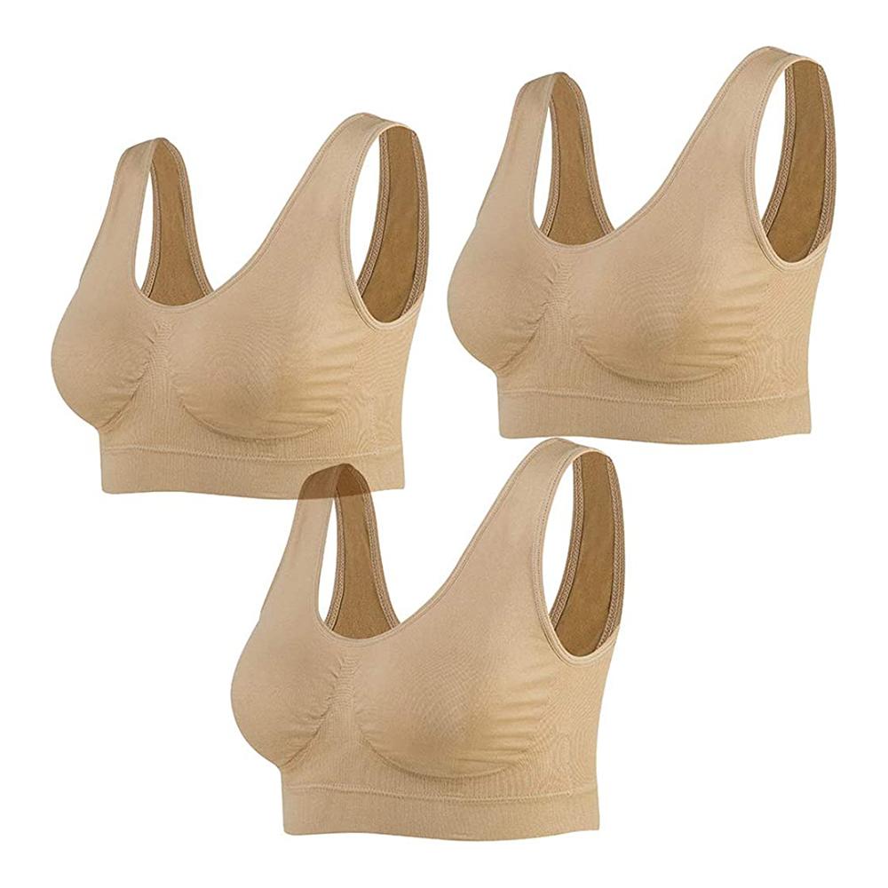 3 шт./компл., бесшовный спортивный бюстгальтер больших размеров, бюстгальтер для йоги без косточек со съемными подушечками для женщин