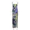 Elegant Sexy Backless Long Maxi Dress Women Spaghetti Strap Slit Draped Print Club Party