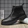 Мужские повседневные кожаные ботильоны, уличные модные мотоциклетные ботинки, британский стиль, короткая обувь для верховой езды, нескользящие кроссовки