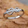 Sterling Double Heart Design Женские кольца Модные обручальные кольца Аксессуары Кубический цирконий Любовь Ювелирные изделия Подарок
