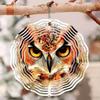 2D Owl Mandala Wind Chime Rotating Metal Art Decor for Garden Patio Yard Outdoor Home Decoration