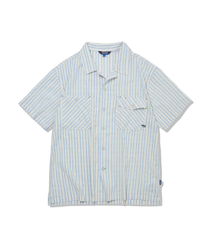 PENFIELD Crochet Stripe Half Shirt Sky Blue_Fs2Wr06U