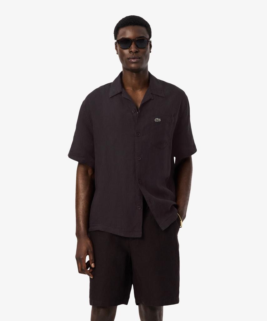 LACOSTE Мужская гавайская рубашка с коротким рукавом из льна Ch2339-56G 3La