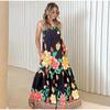 Длинное платье с праздничным цветочным принтом, женское, без рукавов, с открытой спиной, А-силуэта, свободное платье 2025 года, летнее сексуальное пляжное универсальное платье