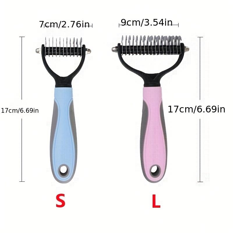 1pc Pet Fur Knot Cutter - Double Sided Dog Grooming Shedding Tool, Cat Hair Removal Comb Brush for Pet Grooming