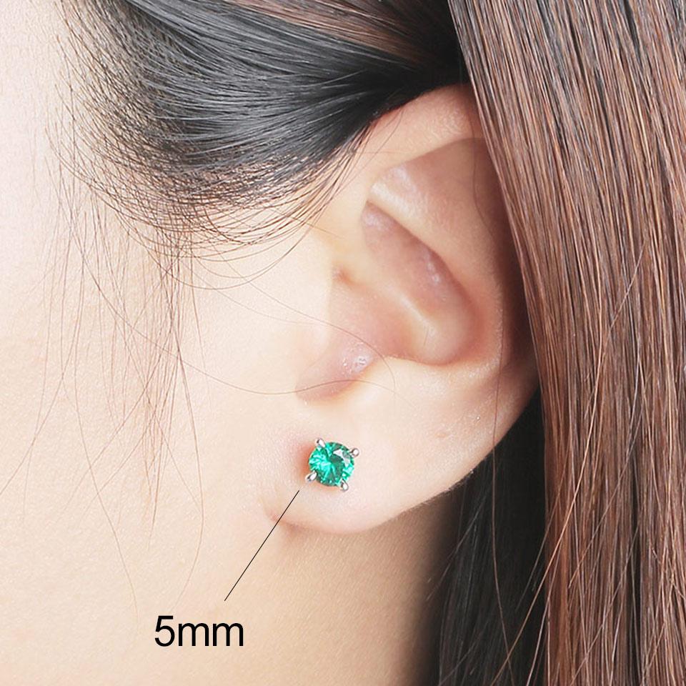 Серьги-гвоздики из 925 стерлингового серебра с изумрудным камнем