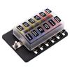 12 Ways Blade Fuse Holder Block, Car Boat Marine Fuse Box Holder Indicator 12V~24V Power Distribution Panel Board Car Kit Fuse