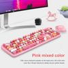 Mofii Sweet Wireless Retro Round Keyboard Mouse Combo Ergonomics 104 Key Compatible Multiple Systems For Laptop Game Office Work