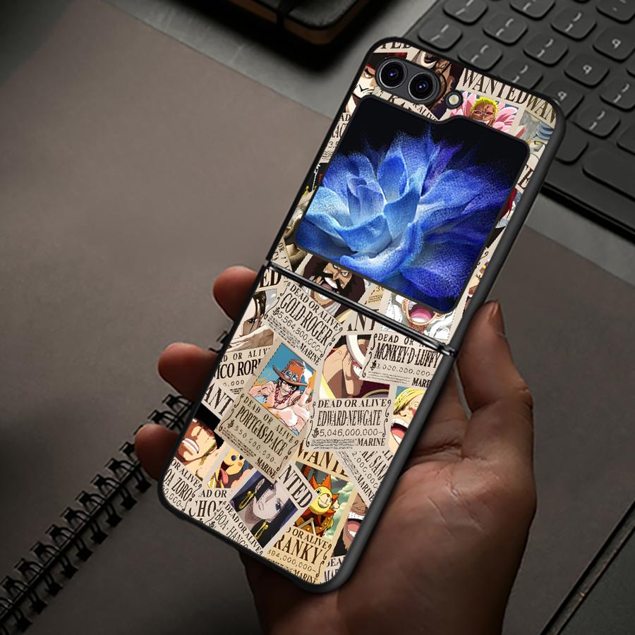 Hard Phone Cover Case for Samsung Galaxy ZFlip5 Z Flip 7 6 5 4 3 ZFlip6 ZFlip3 ZFlip4 ZFlip7 FE One Piece Captain Luffy