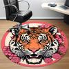 1pc Tiger Flowers Office Round Area Rug, Indoor Mat Suitable For Office, Under Office Chairs Bedroom Living Room Home Decor, Room Deco