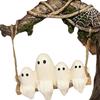 Halloween Cute Ghost Figurine White Ghost Sculptures Fun Tree Hanging Ornaments Ghost Swing Decor Statue for Tabletop Centerpiec