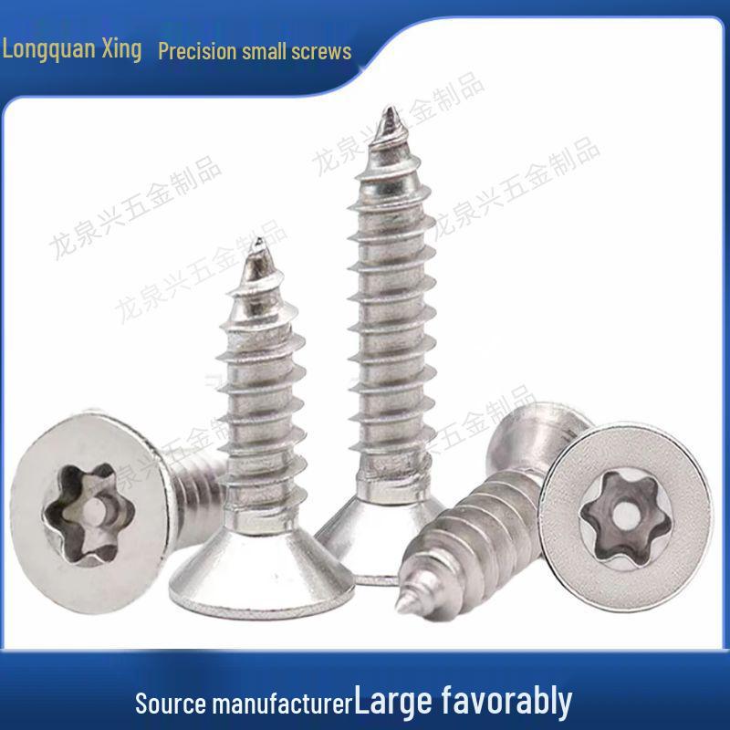 Anti-Theft 304 Stainless Steel Torx Self-Tapping Screws, Pin ST2M2.3-M5M6, Flat Head, Pointed Tail