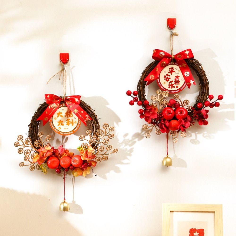 Traditional Chinese New Year Wreath Exquisite Hanging Wreath  Farmhouse Style