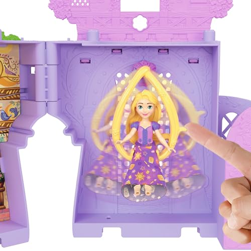 Mattel Disney Princess Rapunzel and the Tower (Stacking Castle Series! Mini Doll) Dress-Up Doll House Pretend Play Playset with 1 Mini Doll, Ages 3 an