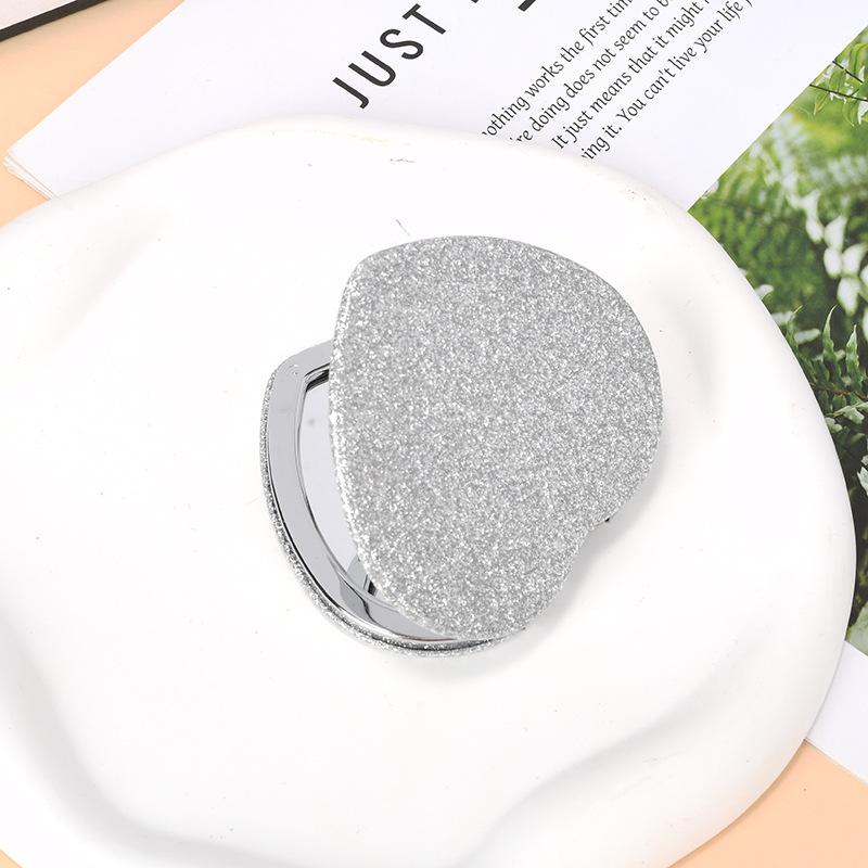 Factory Price New Design Portable Double Sided Heart Shaped Leather Folding Compact Pocket Mirror