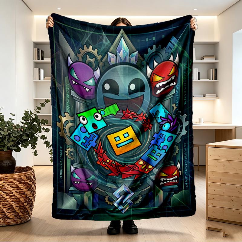 Geometry Dash Print Blanket - Soft & Comfortable, for Bedroom, Travel, Sofa, Home Decoration - Birthday Christmas Gift for Friend