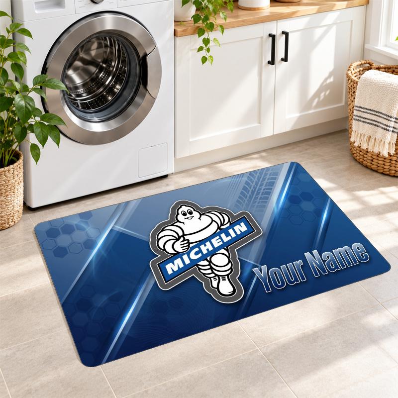 Michelin Custom Name Flannel Rug Kitchen Mat Non Slip Floor Carpet Personalized Home Decor