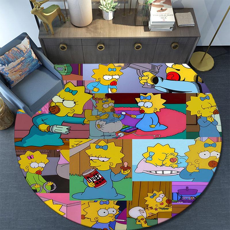 Maggie Simpson pattern round rug,Carpet Rug for Living Room Bedroom Playroom ,Non-slip Floor Mat,Holiday Gifts and Birthday Gifts.