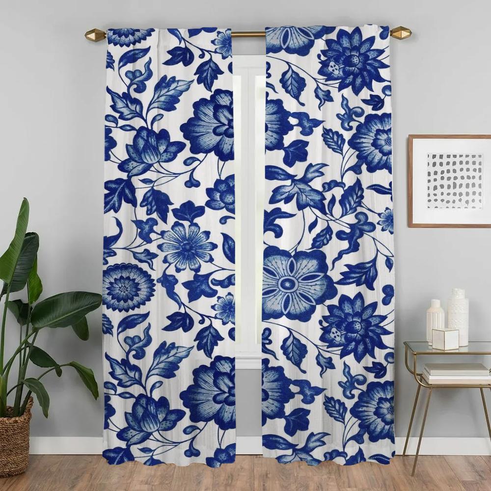 Цветы Домашний интерьер Шторы 2 шт Элегантные шторы для комнаты для камеры Перегородка Тюль для спальни Затемняющие шторы Шторы