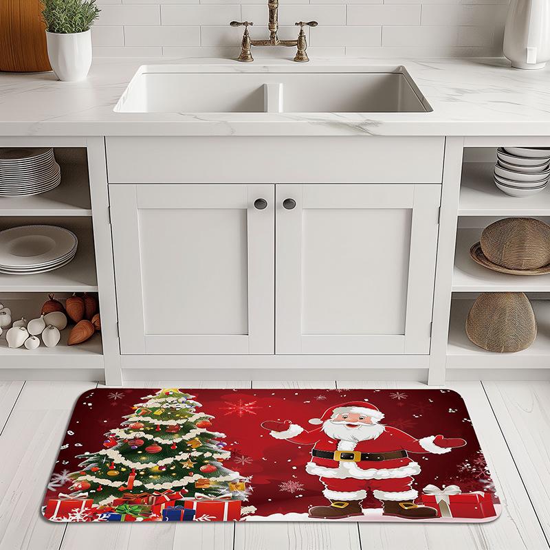Рождественский тематический диатомитовый коврик для ванной, нескользящий, впитывающий коврик для пола для дома, прихожей, ванной комнаты, праздничный декор