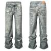 High Street прямые потертые грязные рваные синие джинсы брюки для мужчин винтажные повседневные свободные джинсовые брюки потертые лоскутные брюки-карго
