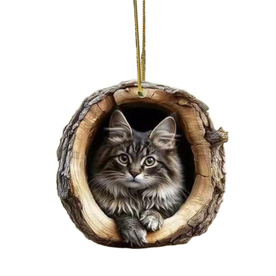 Сова Енот Рождественское Украшение 2D Печатный Акриловый Подвесной Декор для Елки Праздничная Животная Подвеска на Елку