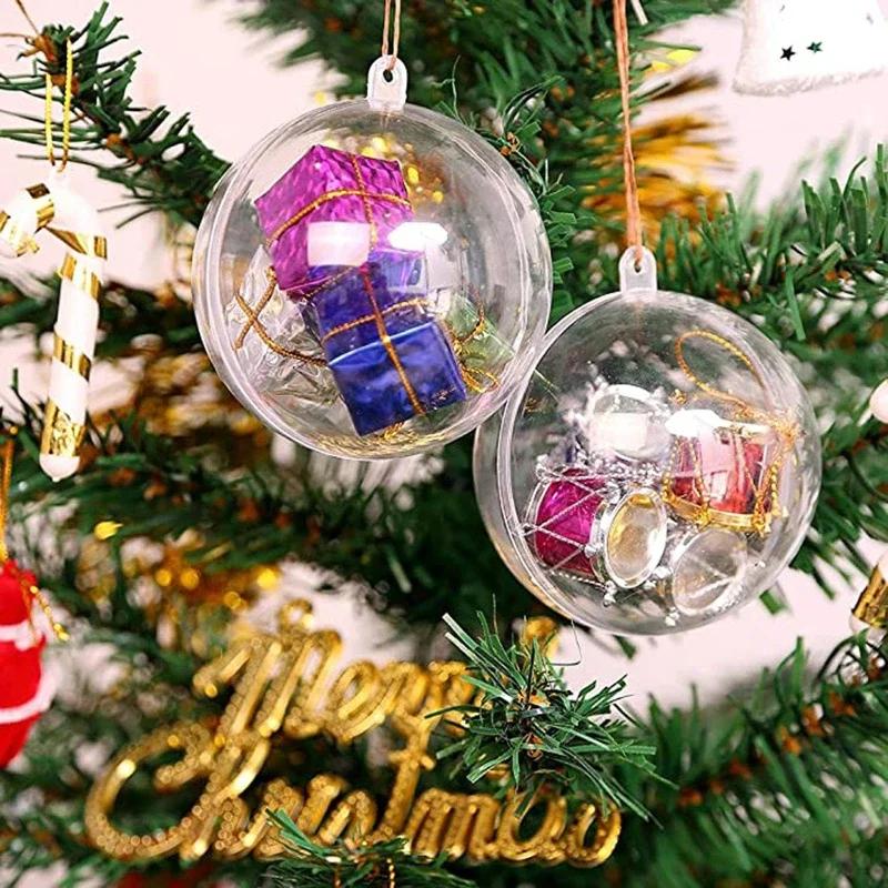 Wholesale Transparent DIY Plastic Ball Filling Decorative Hanging Ornaments Christmas Tree Open Ball Box Gifts for Wedding Party