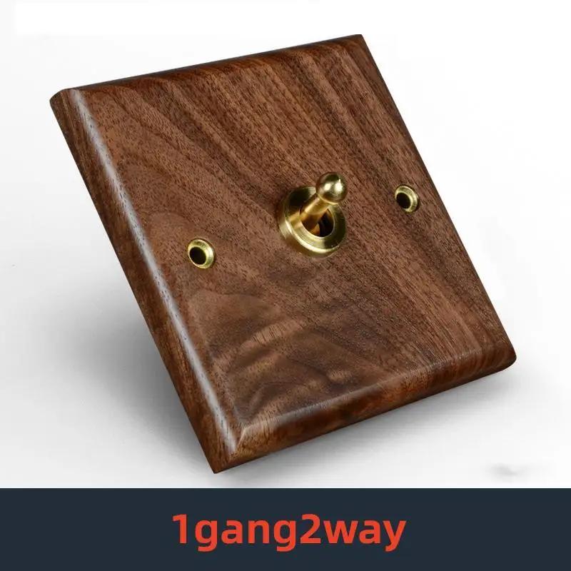 Retro Uk 13A Wall 2gang2way Light Switch,antique Villa High Power USB C Fast Charging Solid Wood Socket,home Speed Dimming Panel