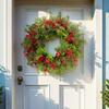16 Inch Christmas Wreath with Red Berries Artificial Eucalyptus And Cedar Leaf Wreath for Holiday Front Door Wall Home Decoration
