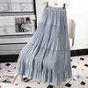 Dimanaf 2025 Summer Women New Skirts Chiffon Solid Elastic Waist Pleated Mesh Elegant Skirts