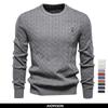 Mens Giraffe Embroidery Cotton Sweaters Round Neck Classic Twist Patterned Pullover Knitted Sweater for Men