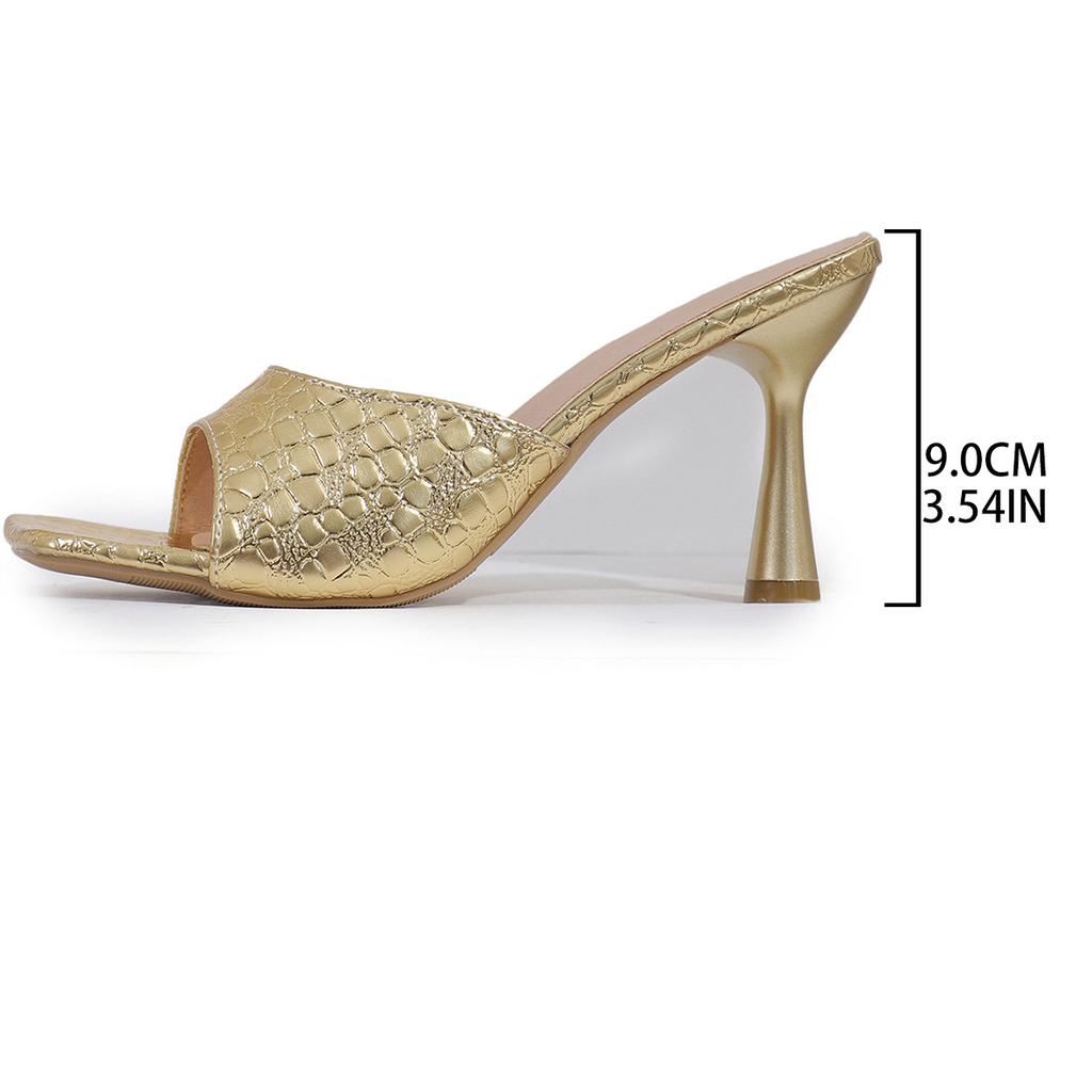 Мода 2025 Лето Новая Мода Женские Шлепанцы на Высоком Каблуке Квадратный Носок Женская Обувь Дизайн с Открытым Носком Босоножки Слингбэк Zapatos