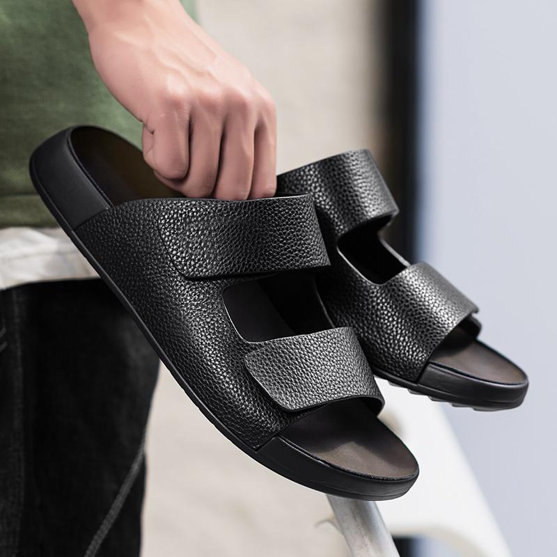 Beach Comfortable Flats Slides Casual Shoes Wading Aqua Shoes Metal Buckle Summer Men Slippers Indoor Outdoor Half Drag Sandals