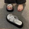 Xiaoxiang Office Sandals 2025 Summer New High-end Outer Wear Muffin Thick-soled Cover Toe One-word Women's Shoes