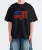 UNDEROFF Oversized Crew Neck Vintage American Flag Short Sleeve T-Shirt White