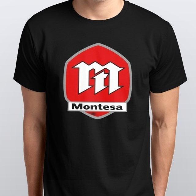 Montesa Style Motorcycle Printed T Shirt womens Mens white Black