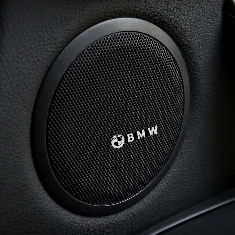 4pcs Car Speaker Audio Aluminum 3D Emblem Badge Stickers Decals For BMW M 3 4 5 6 7 Series F30 G20 G22 G23 G26 F10 G30 GT G32 X1 XJBRL1