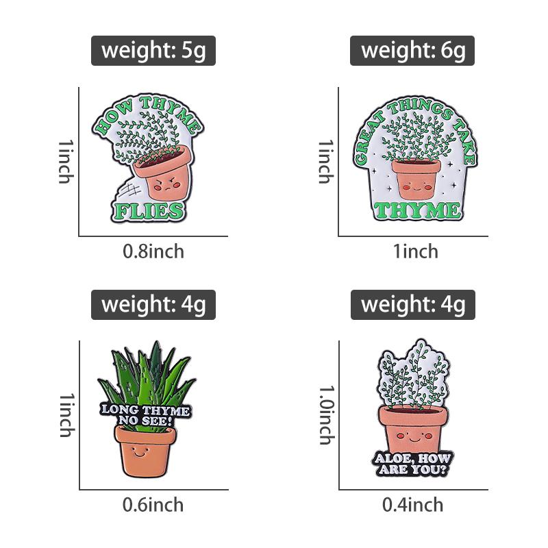 Эмалевые значки Горшки для растений Заказные Броши GREAT THINGS TAKE THYME Значки на лацкан Одежда Забавные Украшения Подарок для друзей