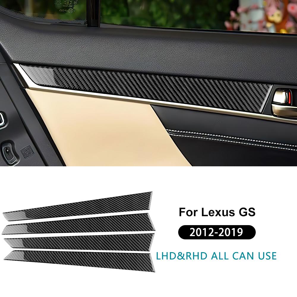 Carbon Fiber Auto Door Panel Protector Decoration Strips For Lexus GS GS250 GS350 L10 2012-2019 Car Sticker Interior Accessories.