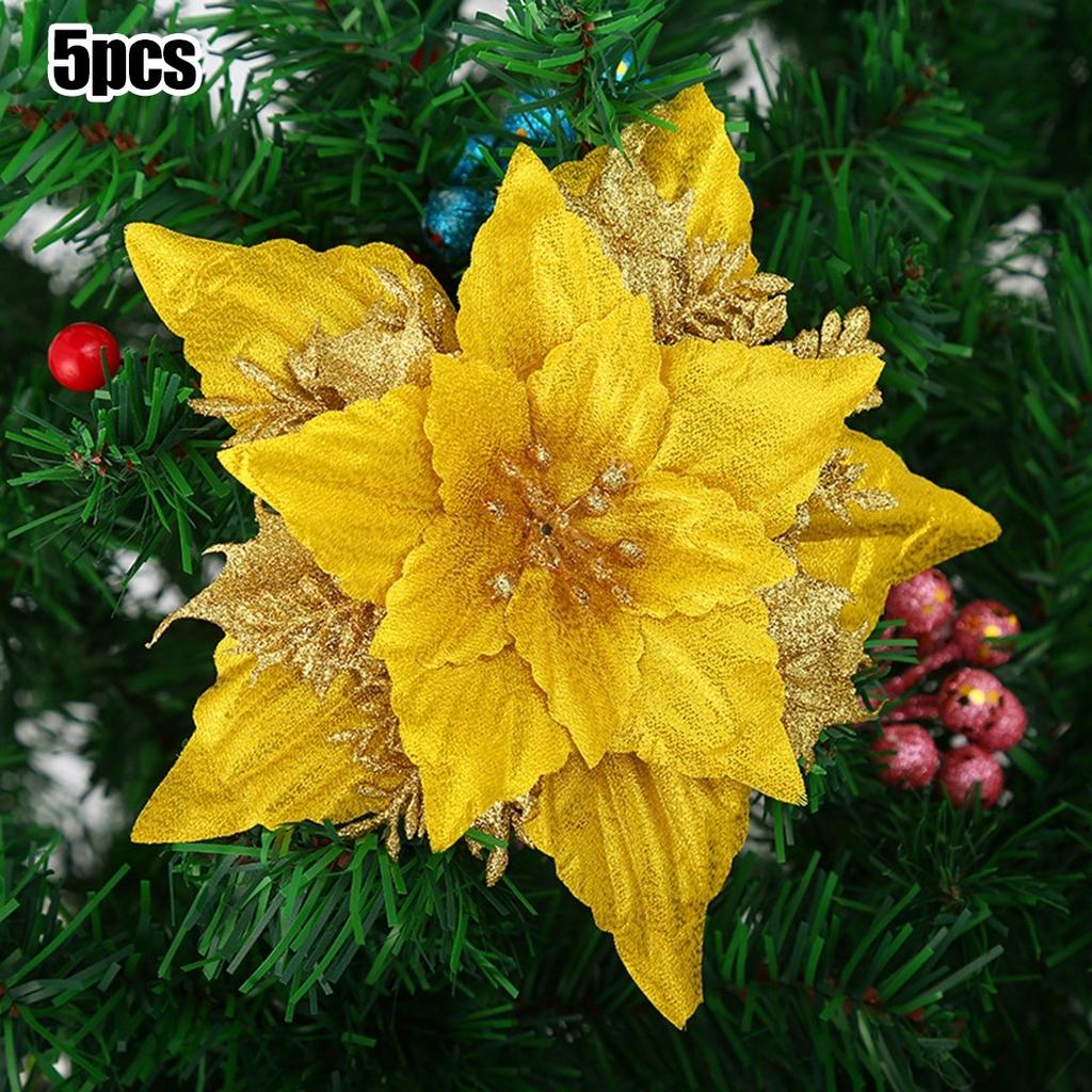 Рождественские цветы Вечеринка Дерево Рождество Блеск Подвесная Пуансеттия Рождество