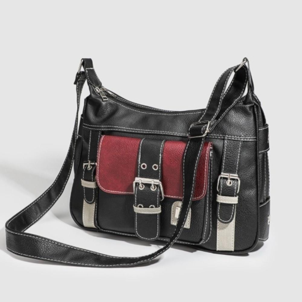 Vintage PU Leather Crossbody Bag Large Capacity Messenger Bag Y2K Tote Bag Traveling